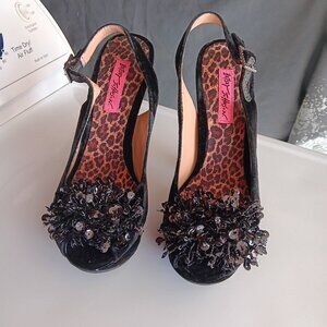 Betsy Johnson Black Velvet Platforms